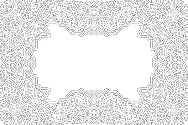 Beautiful Monochrome Linear Vector Illustration Adult Coloring Book Page Abstract — Vetor de Stock