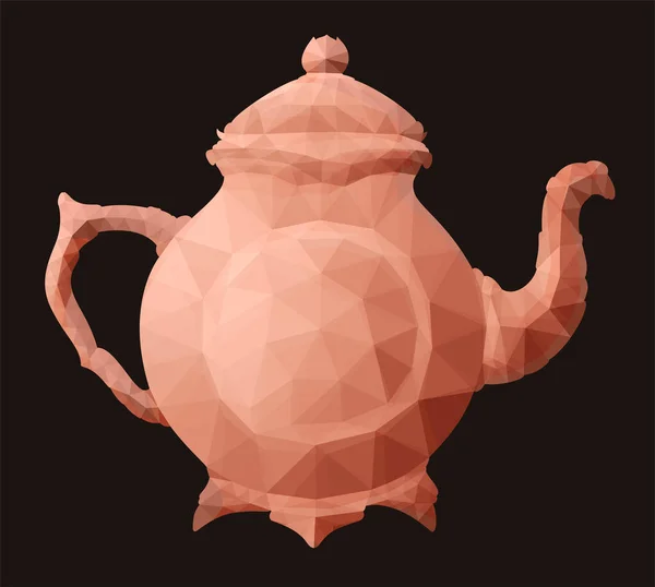 Beautiful Colorful Low Poly Vector Illustration Brown Decorative Teapot Isolated — Stock Vector