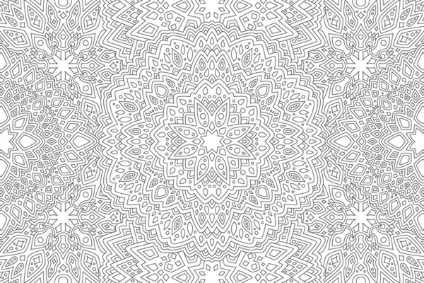 Beautiful Monochrome Linear Vector Illustration Adult Coloring Book Page Abstract 로열티 프리 스톡 벡터