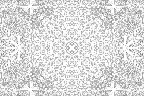 Beautiful Monochrome Linear Vector Illustration Adult Coloring Book Page Abstract 矢量图形