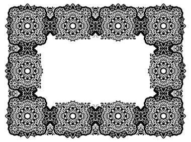 Soyut siyah dikdörtgen doğu çerçevesi beyaz arkaplanda izole edilmiş güzel tek renkli kabile vektör çizimi