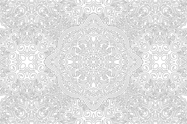 Beautiful Monochrome Linear Vector Illustration Adult Coloring Book Abstract Ornate — Stock Vector