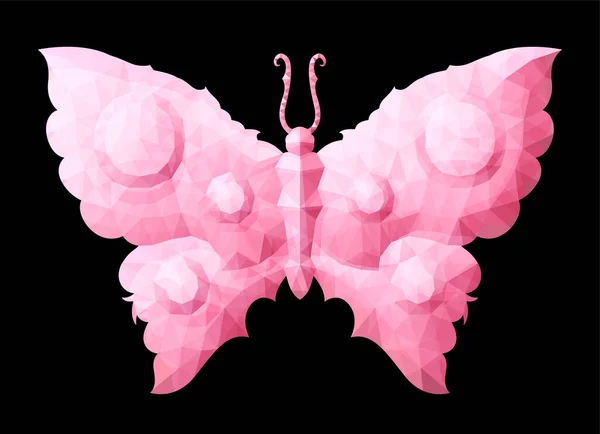 Hermosa Ilustración Vectores Polivinílicos Bajos Con Silueta Mariposa Decorativa Rosa — Vector de stock