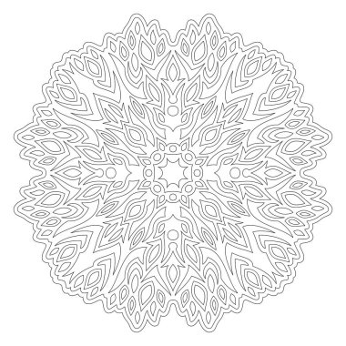 Yetişkin renklendirme kitabı sayfası için beyaz arkaplanda soyut klasik kabile deseni izole edilmiş güzel monokrom doğrusal vektör ilülasyonu