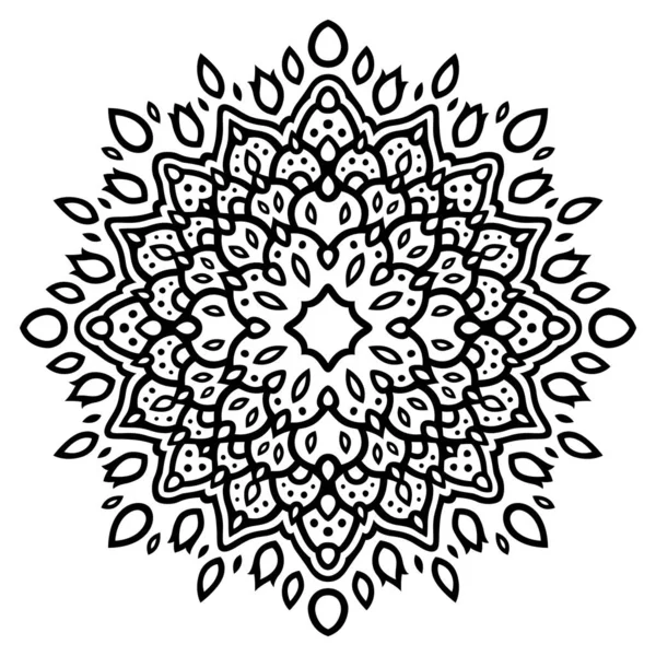 Belle Illustration Vectorielle Tatouage Monochrome Avec Motif Unique Oriental Noir — Image vectorielle