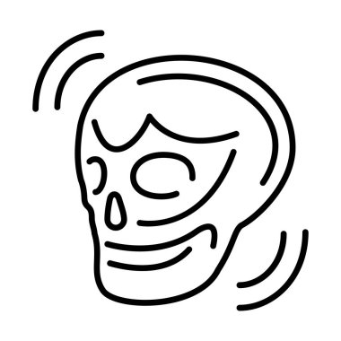 Dekoratif geometrik kafatasıyla beyaz arkaplanda güzel tek renkli doğrusal vektör çizimi