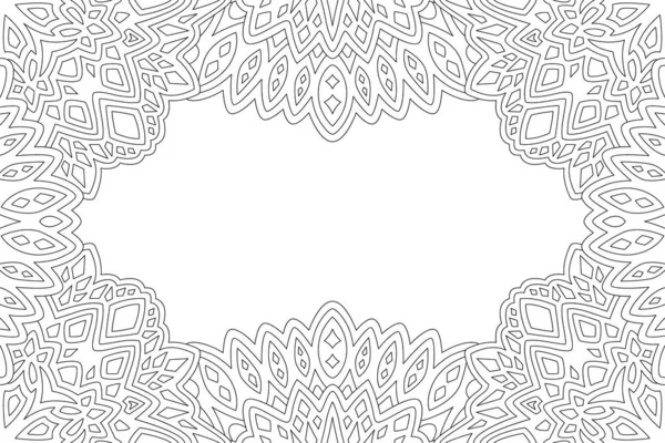 Beautiful Monochrome Linear Vector Illustration Adult Coloring Book Page Abstract — Stock vektor