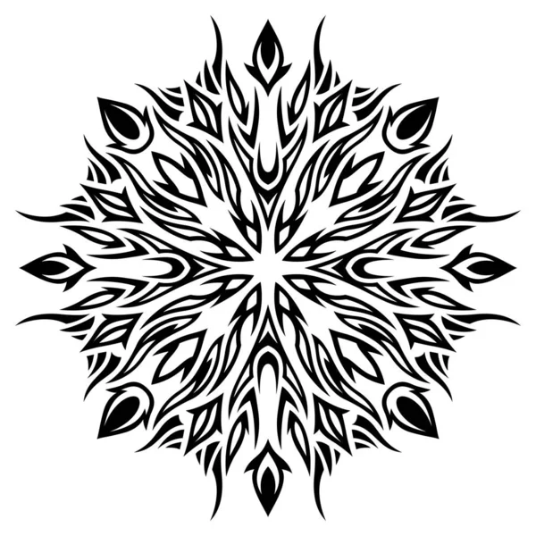 Krásný Monochromatický Vektorový Vzor Abstraktní Černé Kmenové Tetování Vzor Izolované — Stockový vektor