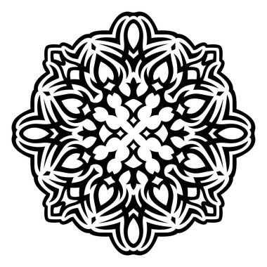 Beyaz arka planda soyut siyah kabile dövmesi desenli güzel tek renkli vektör çizimi