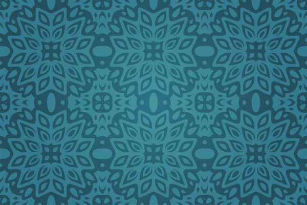 Belle Illustration Vectorielle Bleue Colorée Avec Motif Oriental Abstrait Sans — Image vectorielle
