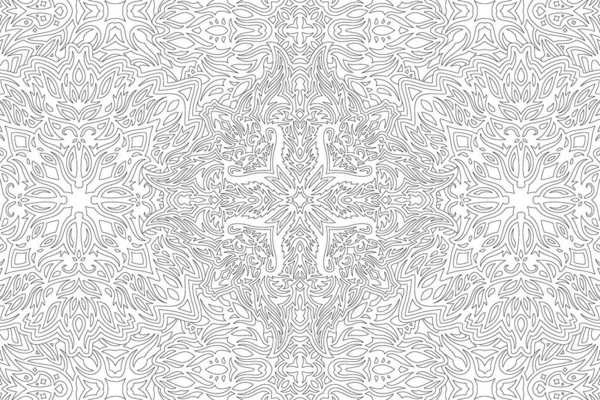 Beautiful Monochrome Vector Illustration Adult Coloring Book Abstract Ornate Linear — Stock Vector