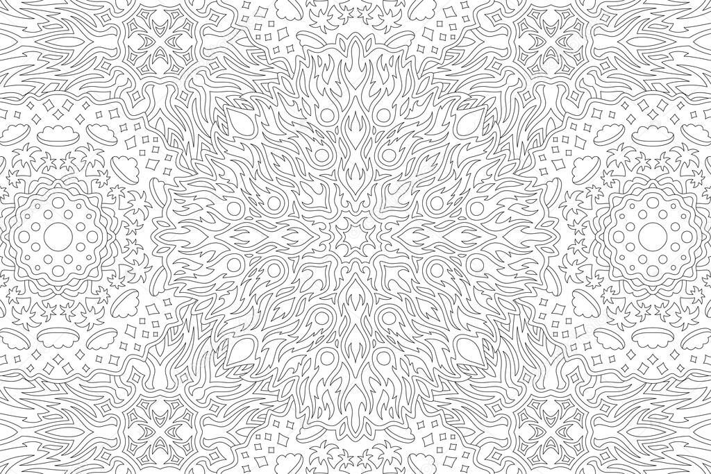 Line art for coloring book with nature pattern