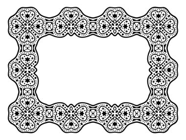 Soyut siyah sevgililer günü çerçevesi beyaz arkaplanda izole edilmiş güzel tek renkli vektör çizimi