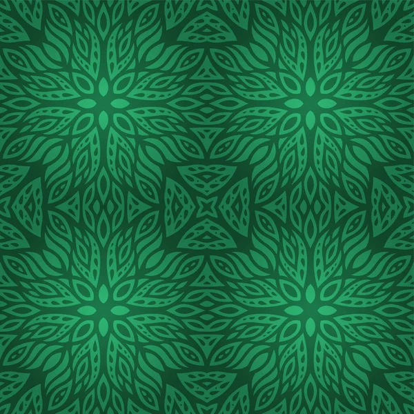 Gyönyörű Vektor Illusztráció Elvont Színes Zöld Virágos Zökkenőmentes Minta — Stock Vector