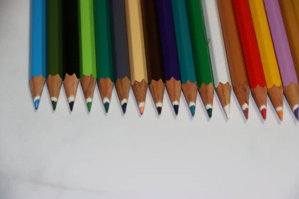 Pěkné Barevné Tužky Různými Barvami — Stock fotografie