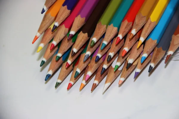 Lápis Muito Coloridos Com Várias Cores — Fotografia de Stock