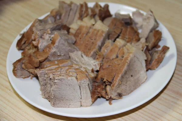 Carne Porco Cozida Deliciosamente — Fotografia de Stock