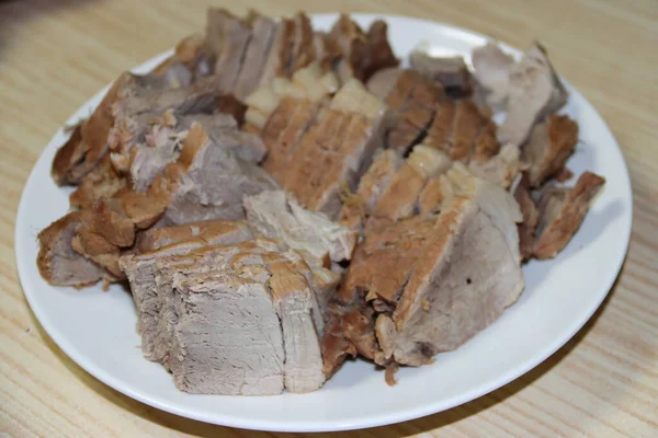 Carne Cerdo Cocida Deliciosamente — Foto de Stock