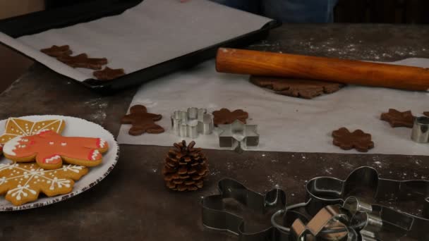 クリスマスのジンジャーブレッド おいしい自家製ジンジャーブレッド クリスマスの自家製ジンジャーブレッド ジンジャーブレッドクッキー — ストック動画