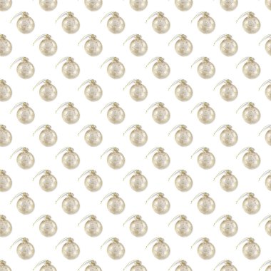 Noel deseni. Beyaz arka planda altın toplar. İzole et. Noel zamanı. paket.