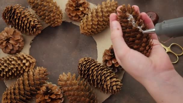 Coroa Natal Fazer Uma Coroa Natal Feito Mão — Vídeo de Stock