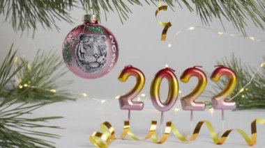  2022 kaplan yılıdır. Çin ay takvimine göre kaplan yılının sembolü. Pankart. 