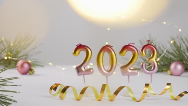 Weihnachten Hintergrund Mit Tannenbäumen Weihnachtskarte 2023 Symbol Des Jahres Des — Stockvideo