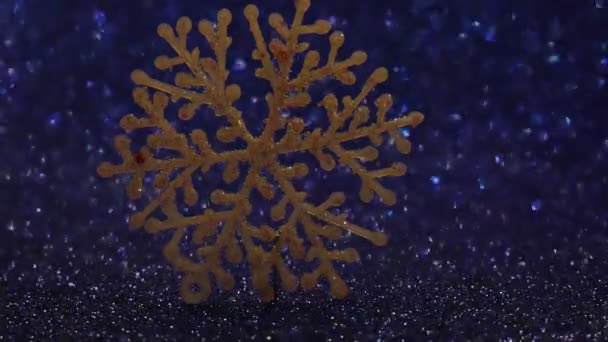 Weihnachten Hintergrund Schneeflocke Auf Blauem Hintergrund Mit Bokeh Shine Bokeh — Stockvideo