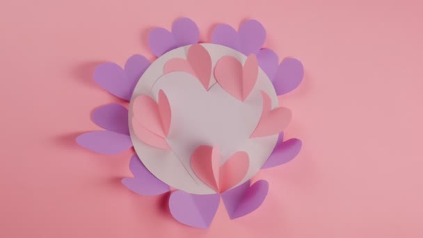 Día San Valentín Corazón Con Corazones Los Bordes Feliz Día — Vídeos de Stock