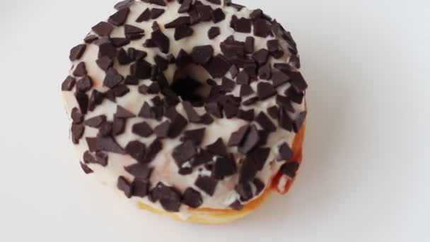 Donut White Background Donut Sprinkled Chocolate — Stock Video