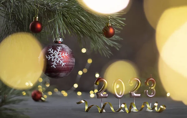 Fundo Natal Com Árvores Natal Cartão Natal Festivo 2023 Espaço — Fotografia de Stock
