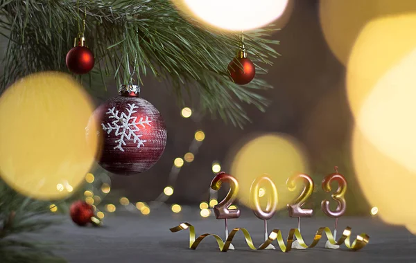 Fundo Natal Com Árvores Natal Cartão Natal Festivo 2023 Espaço — Fotografia de Stock