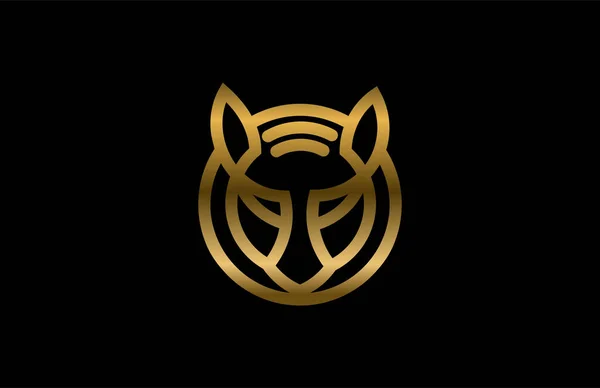 Lineare Golden Tiger Head Logo — Stockfoto