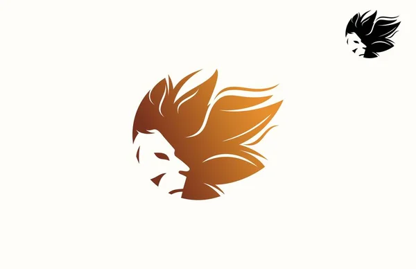 Királyi Haj Oroszlán Logo Design — Stock Fotó