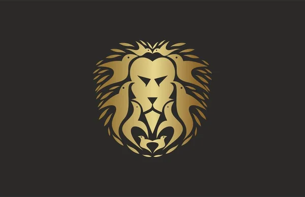 Kopf Löwe Vögel Logo — Stockvektor