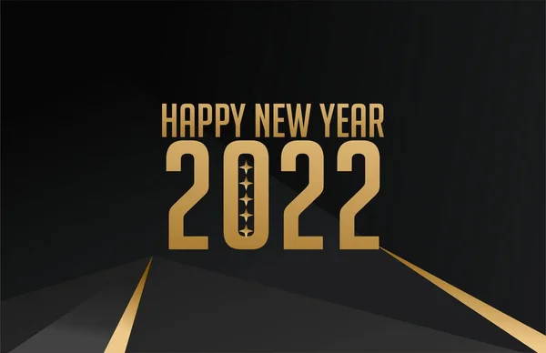 Feliz Ano Novo 2022 Simples Preto Cor Ouro Fundo —  Vetores de Stock