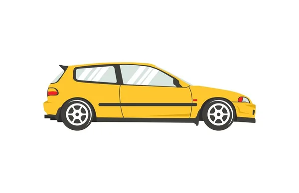 Amarelo Carro Tipos Coupé Hatchback Contorno Vetor — Vetor de Stock