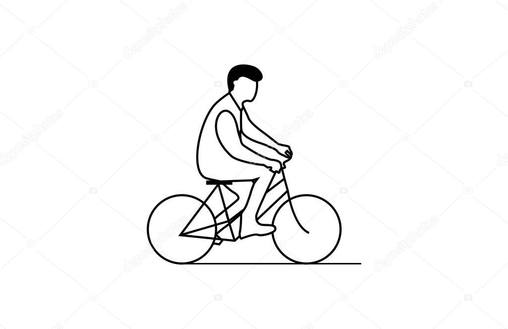 Minimalist a man on a bicycle vector