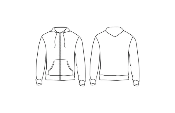 Jacket Hoodie Outline Vector Template Set Design — Stock Vector