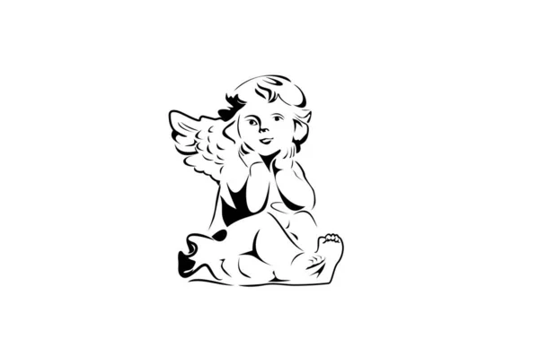 Petit Ange Minimaliste Illustratif — Image vectorielle