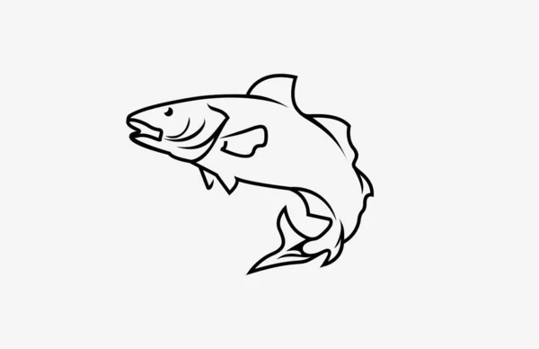 Linha Artística Elegante Forma Fish Vector Design — Vetor de Stock
