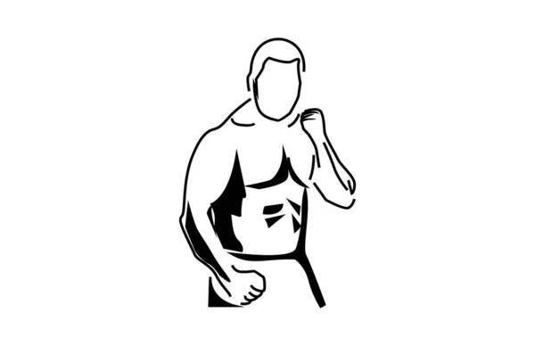 Fighter Posing Vector Illustration — 图库矢量图片