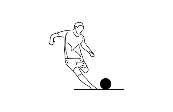 ボールを蹴る人のミニマルなアウトラインデザイン — ストックベクタ