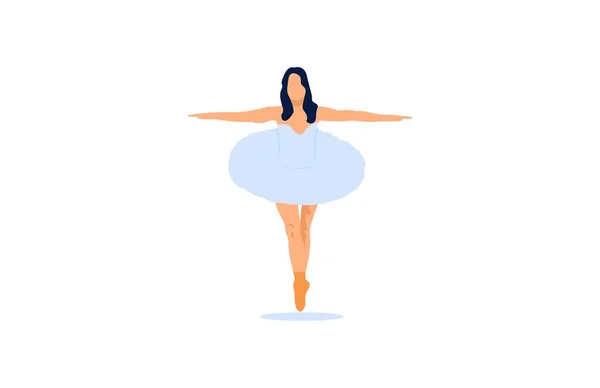 Fiatal Balerina Pózol Vektor Művészet Fehér Ruha — Stock Vector