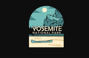 Yosemite Ulusal Park Vintage Rozet İllüstrasyonu
