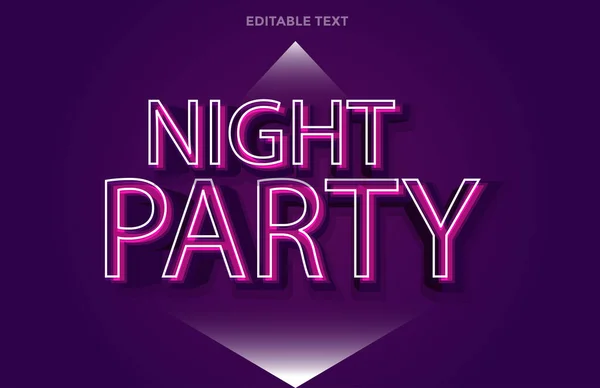 Night Party Text Effect Design — Stock Vector