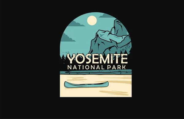 Yosemite Nationalpark Vintage Märke Illustration — Stock vektor