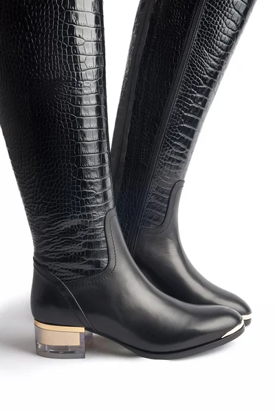 Par de elegantes botas de cuero para mujer —  Fotos de Stock