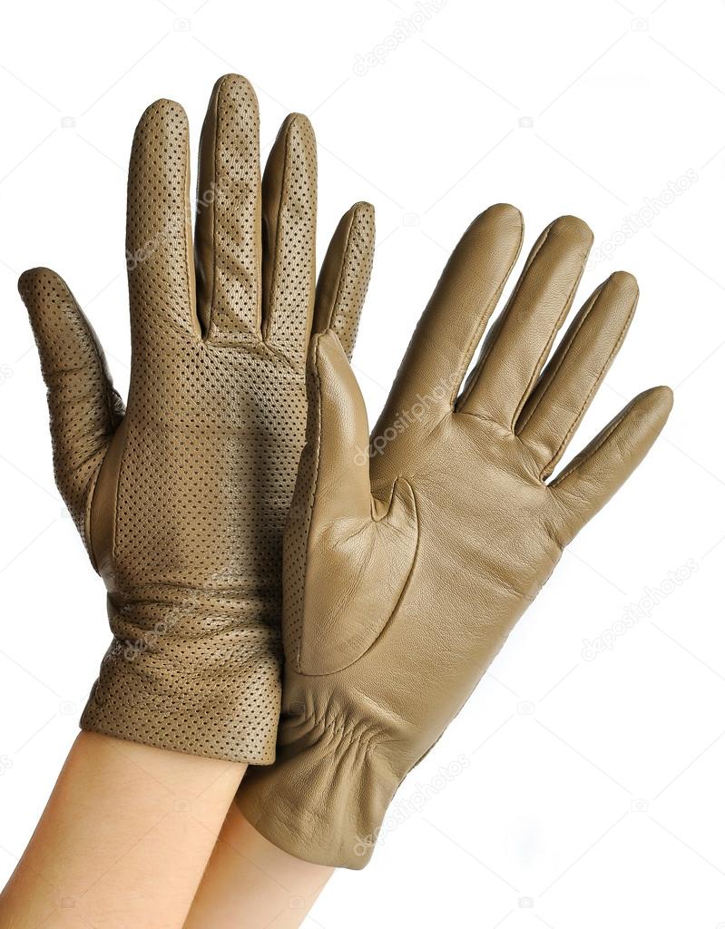 A pair of elegant women's leather gloves