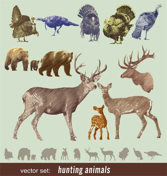 Hunting animals — Stock Vector